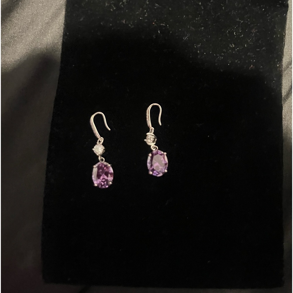Purple earrings dangle